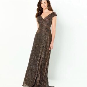 Montage by Mon Cheri Dress Bronze Womens Size 14 New With Tag 219975 long maxi